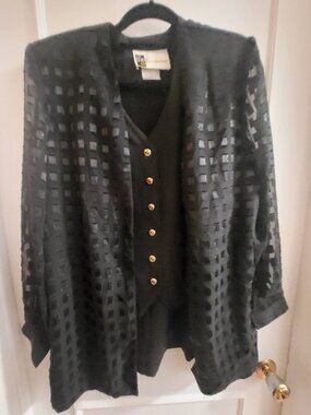 JDB Jandabar Vintage Black Burnout Check Jacket & Vest Set - Size 12